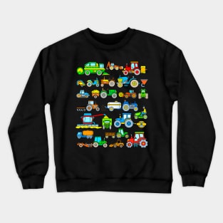 21 agricultural vehicles like tractor, combine harvester, seeder, hay baler and plow Crewneck Sweatshirt